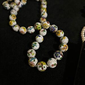 Vintage Floral Cloisonné Necklace